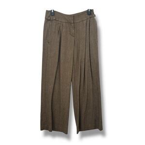 Rene Lezard Dress Pants Size 36 Brown Wool Blend Wide Leg Career Trousers EUC